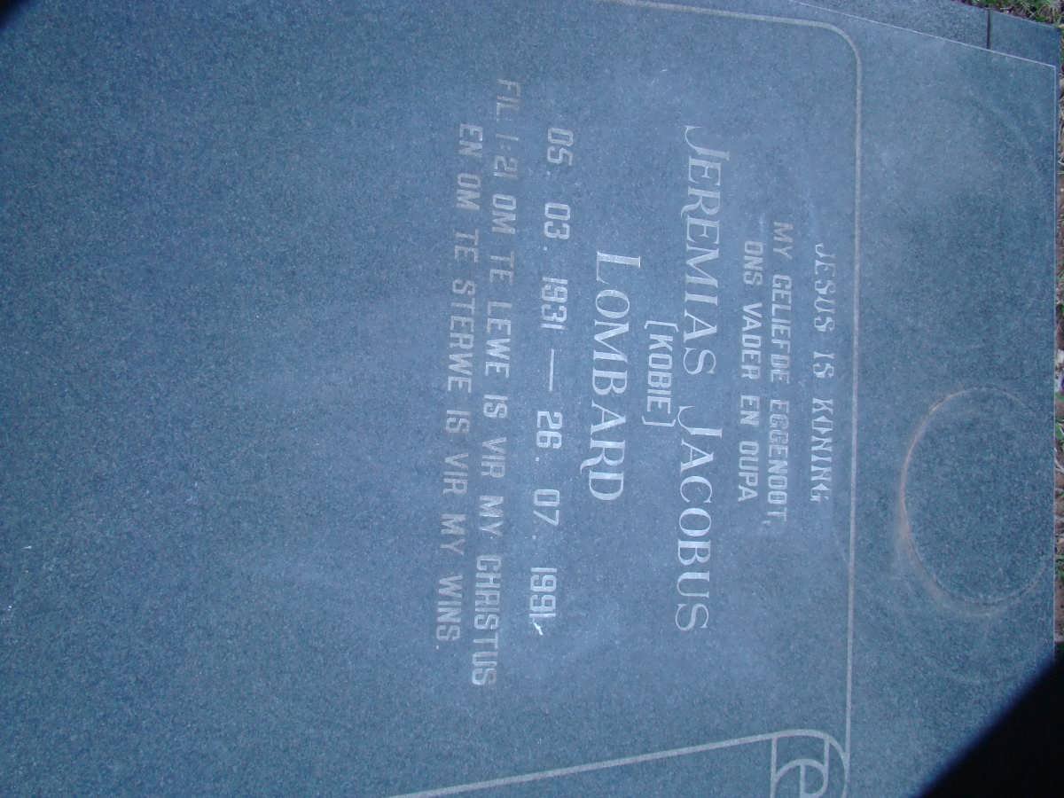 LOMBARD Jeremias Jacobus 1931-1991