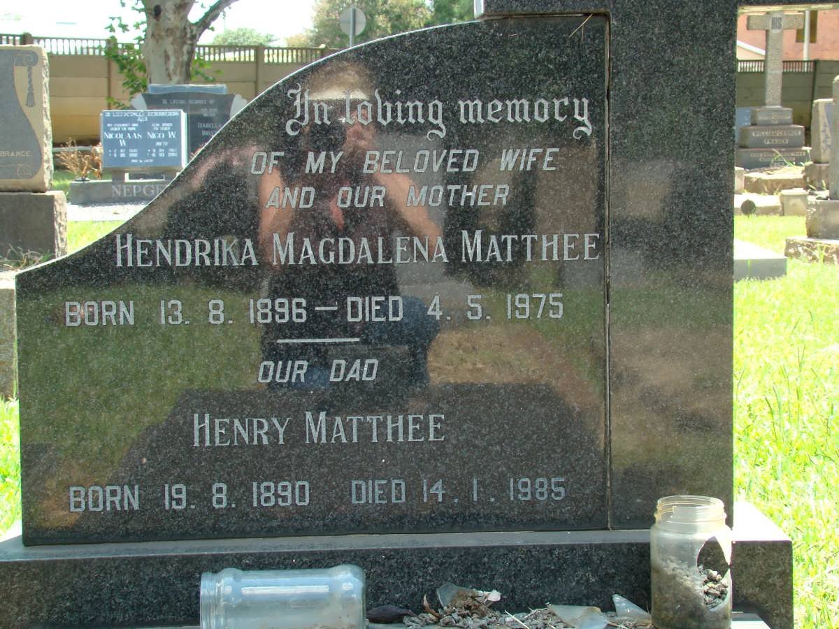 MATTHEE Henry 1890-1985 &amp; Hendrika Magdalena 1896-1975