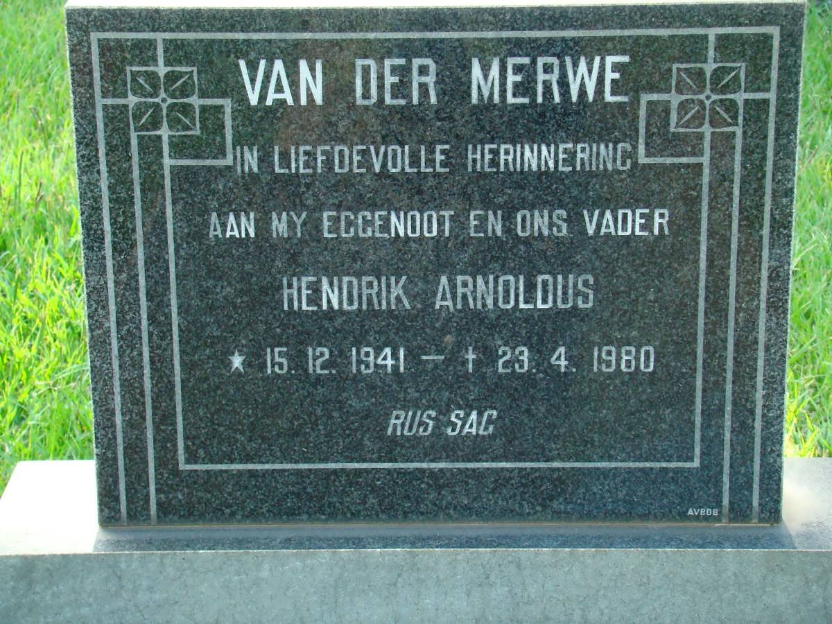 MERWE Hendrik Arnoldus, van der 1941-1980