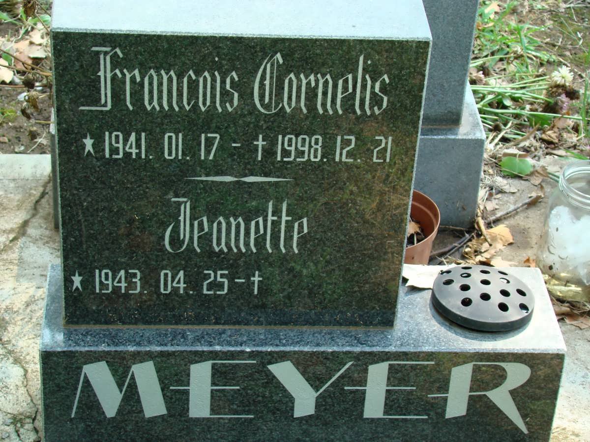 MEYER Francois Cornelis 1941-1998 &amp; Jeanette 1943-