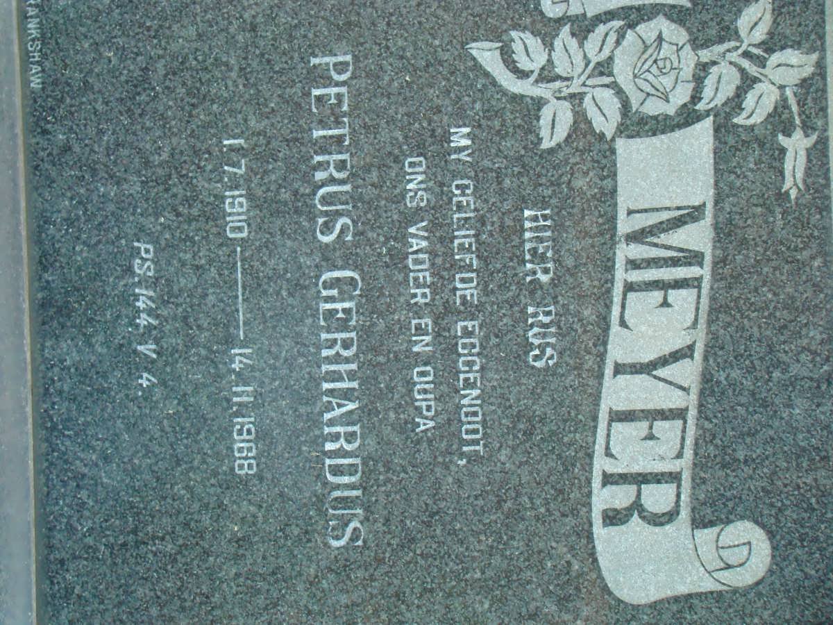 MEYER Petrus Gerhardus 1910-1968