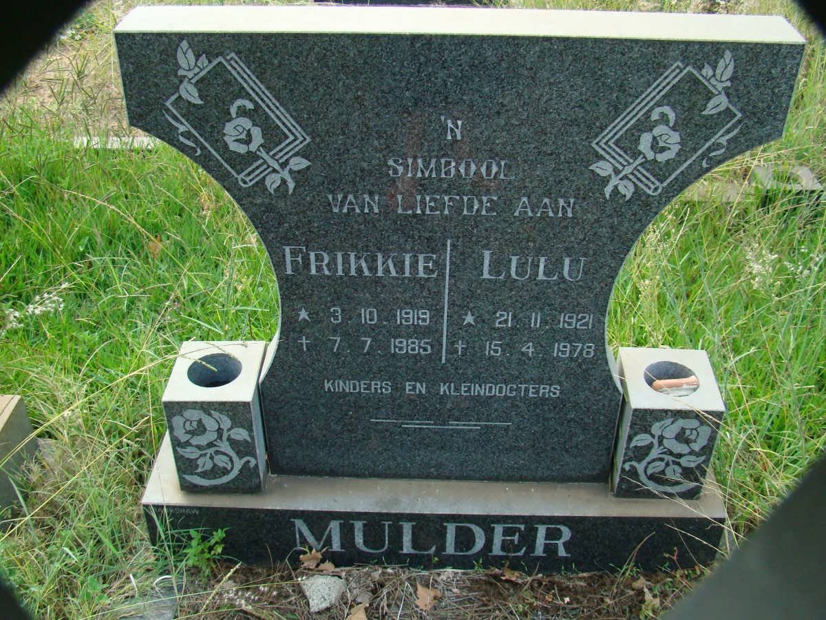 MULDER Frikkie 1919-1985 &amp; Lulu 1921-1978