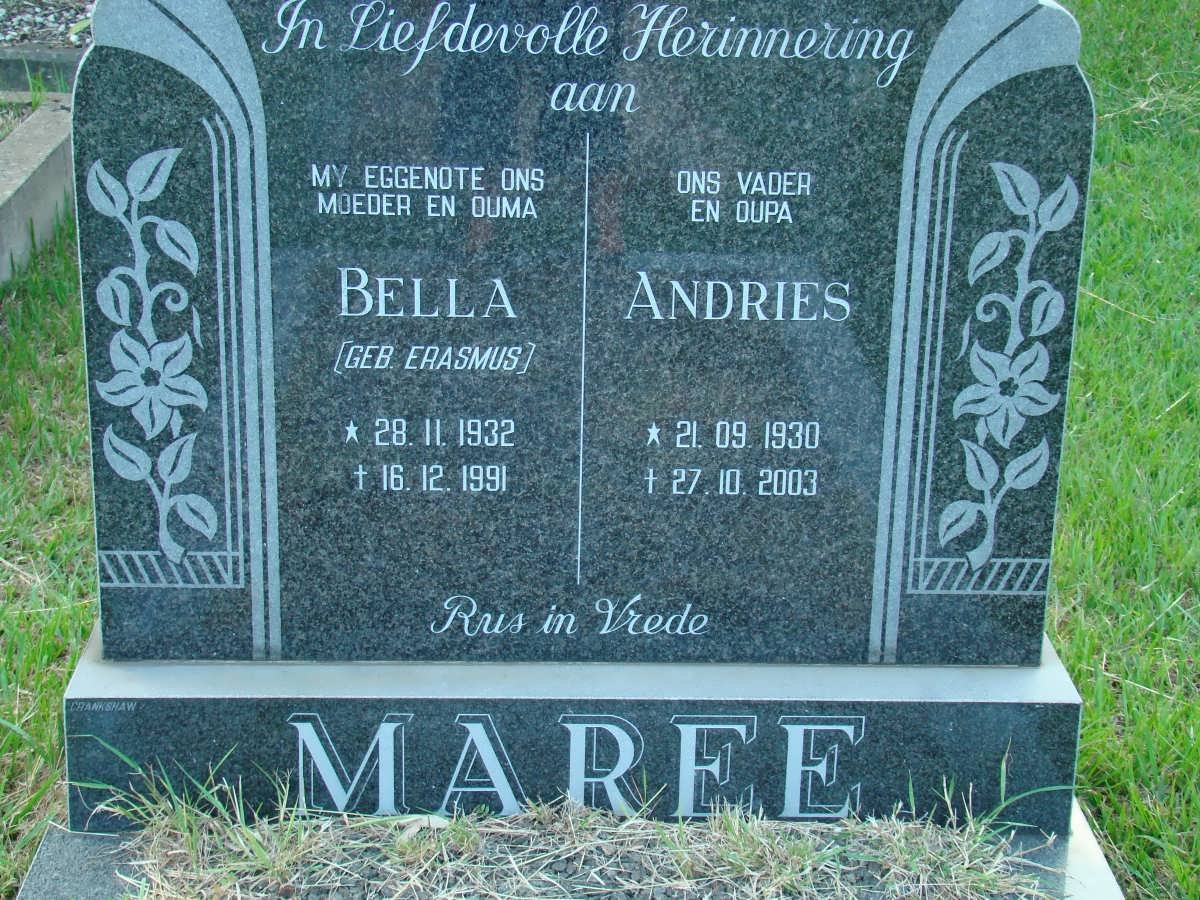 MAREE Andries 1930-2003 &amp; Bella ERASMUS 1932-1991