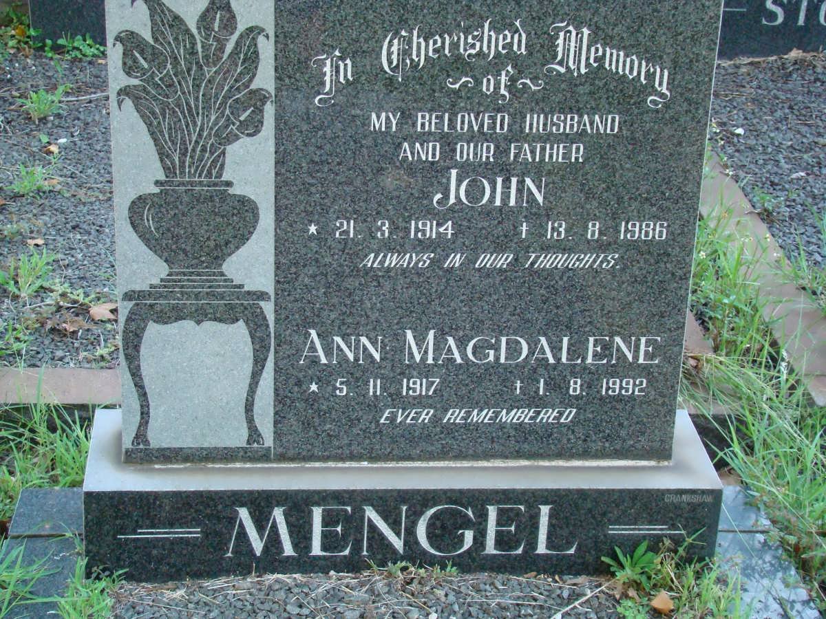 MENGEL John 1914-1986 &amp; Ann Magdalene 1917-1992