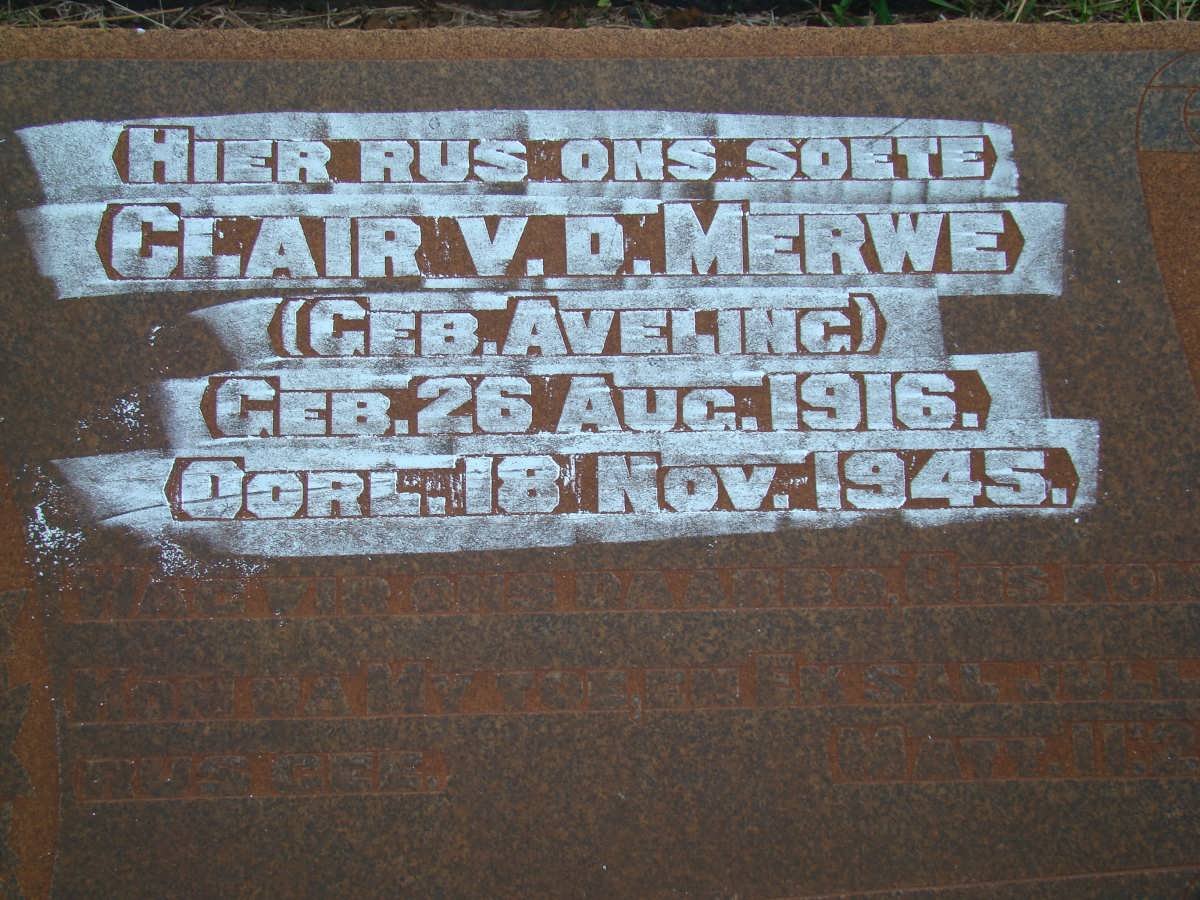 MERWE Clair, van der nee AVELING 1916-1945