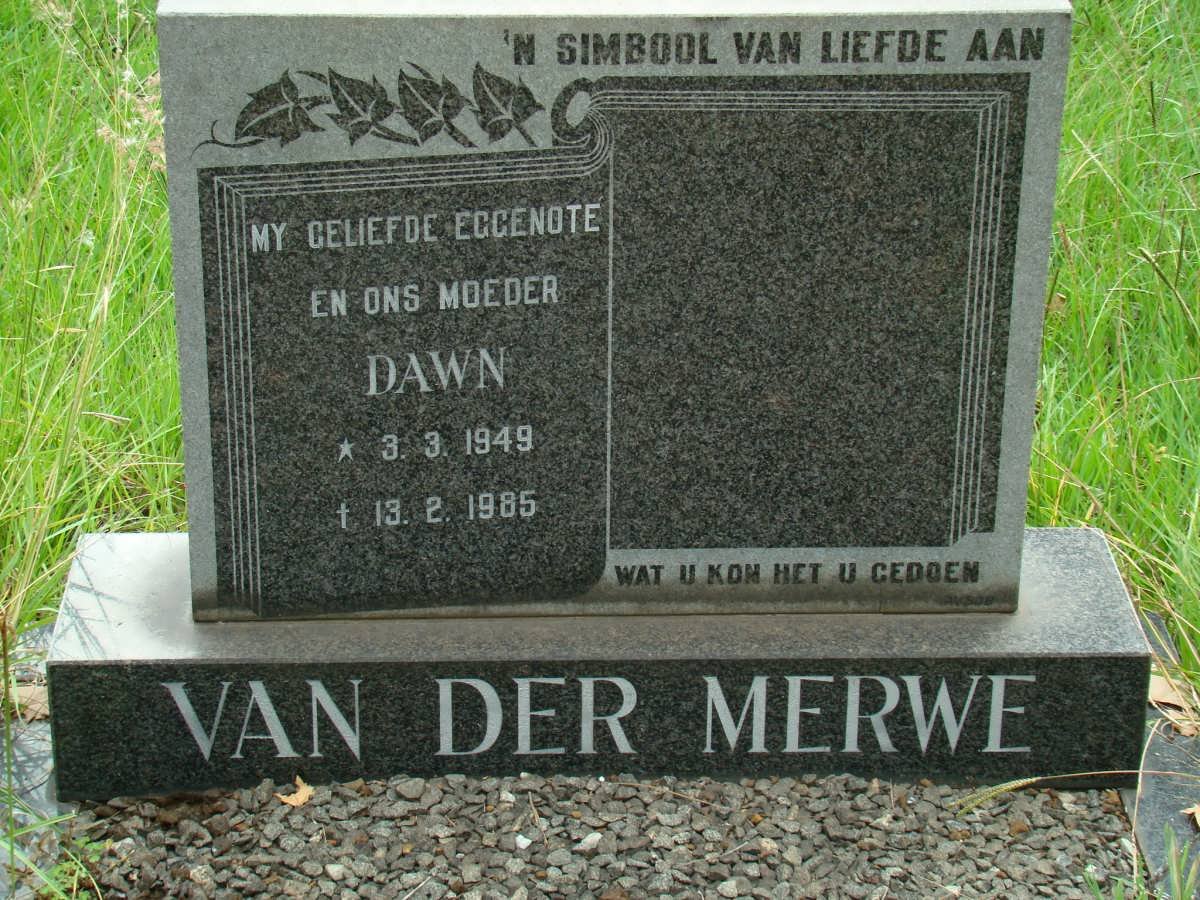 MERWE Dawn, van der 1949-1985
