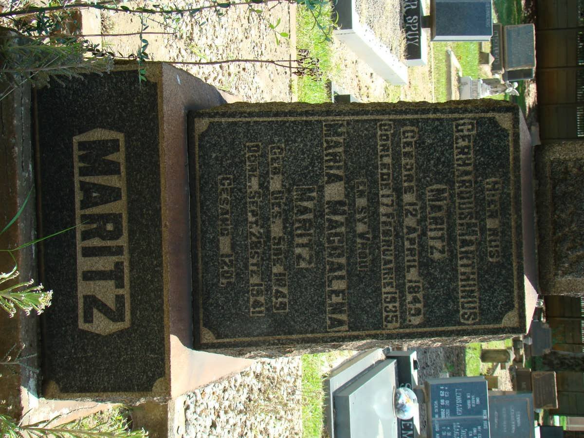 MARITZ Gerhardus Marthinus 1849-1935 &amp; Maria Magdalena 1849-1941