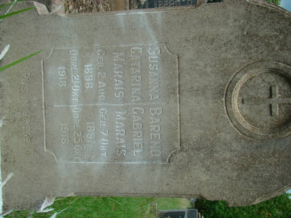 MARAIS Barend Gabriel 1891-1918 &amp; Susanna Catarina 1898-1918