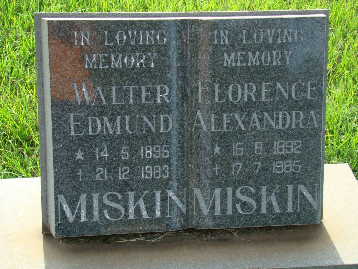 MISKIN Walter Edmun 1895-1983 &amp; Florence Alexandra 1892-1985