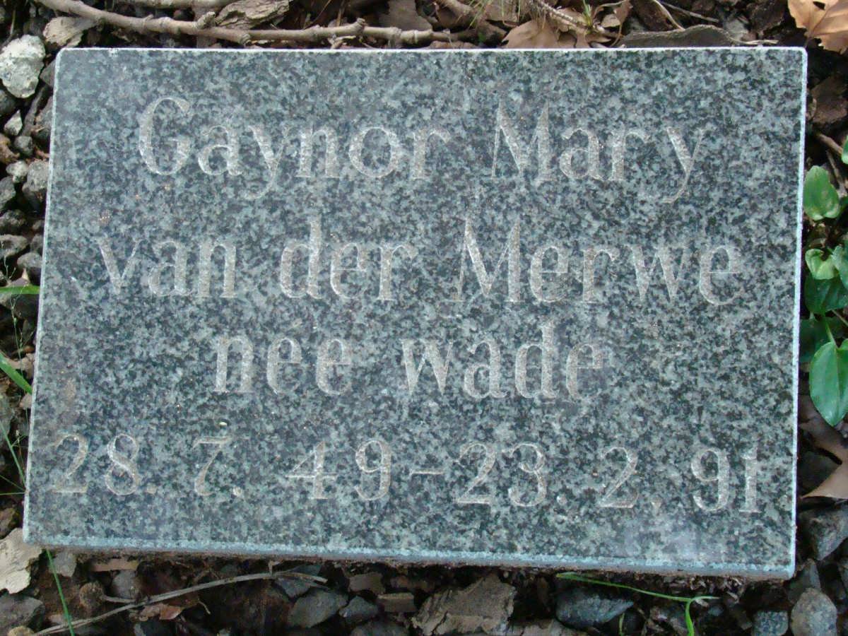 MERWE Gaynor Mary, van der nee WADE 1929-1991