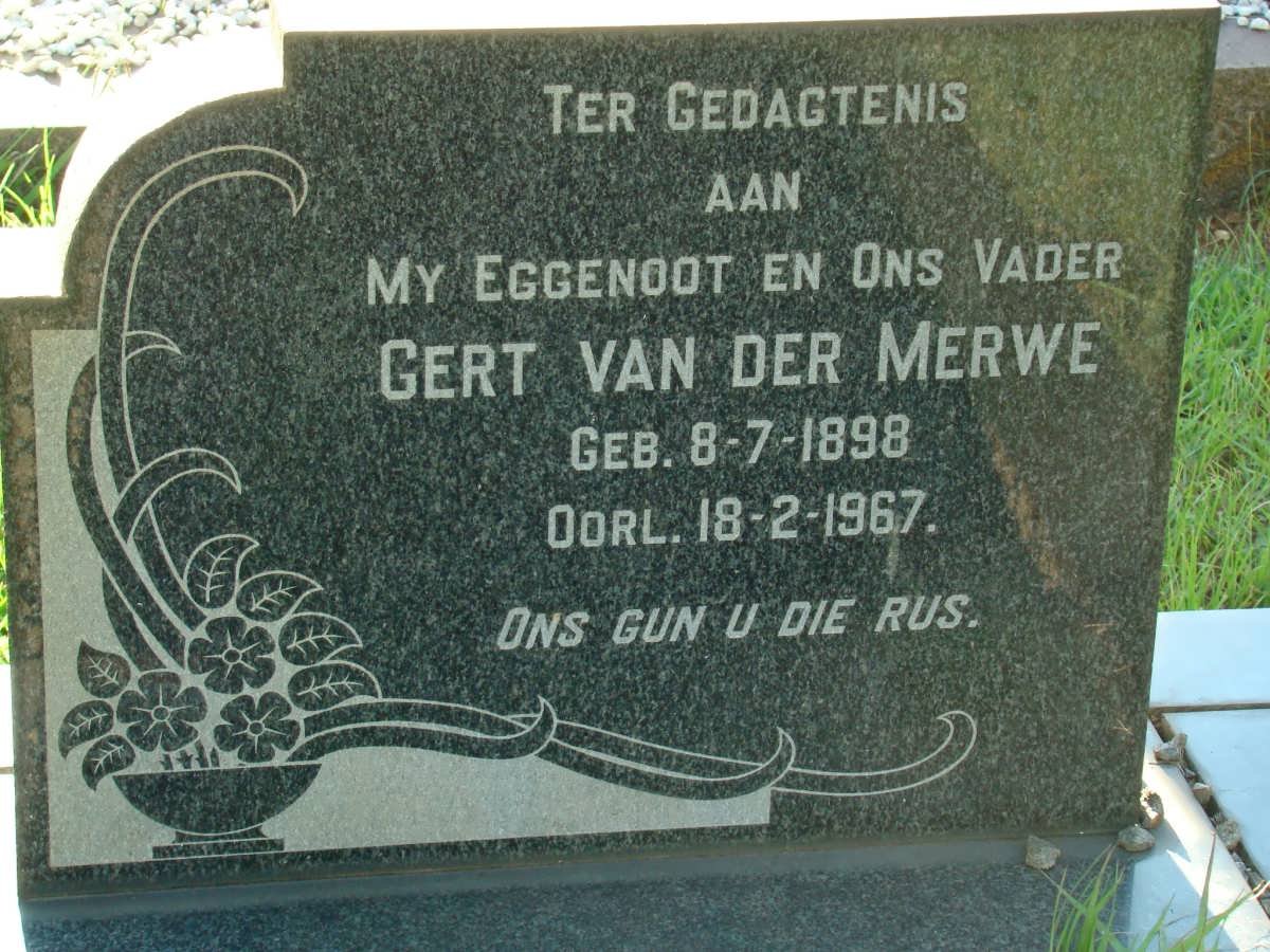 MERWE Gert, van der 1898-1967