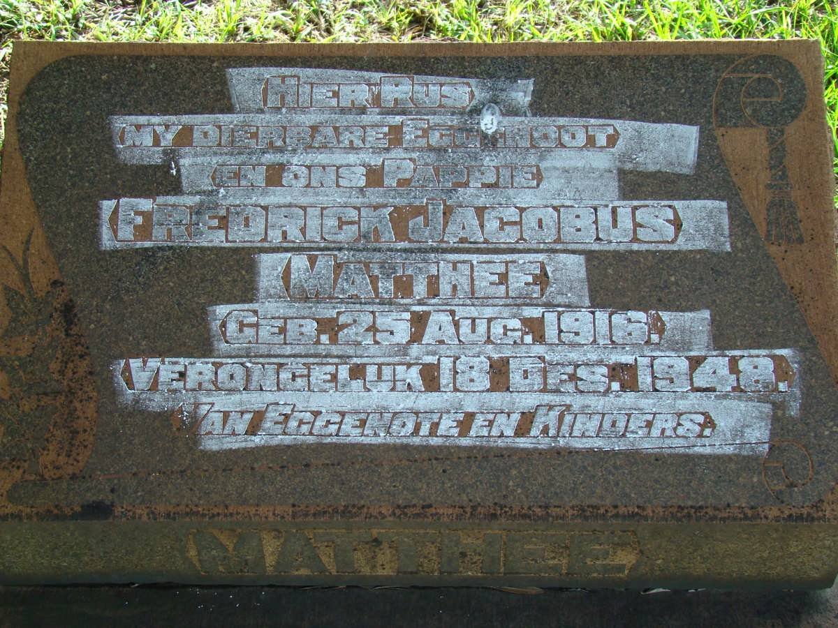 MATTHEE Fredrick Jacobus 1916-1948