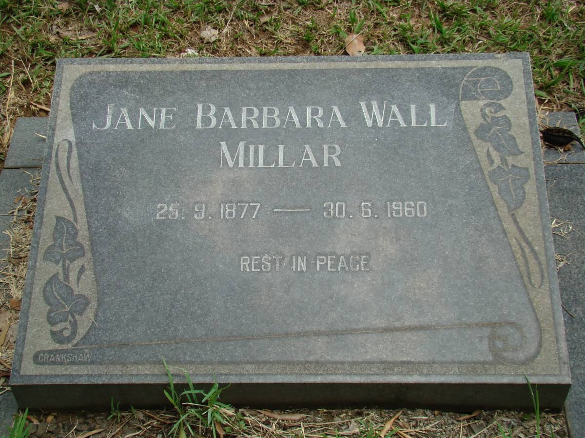 MILLAR Jane Barbara Wall 1877-1960