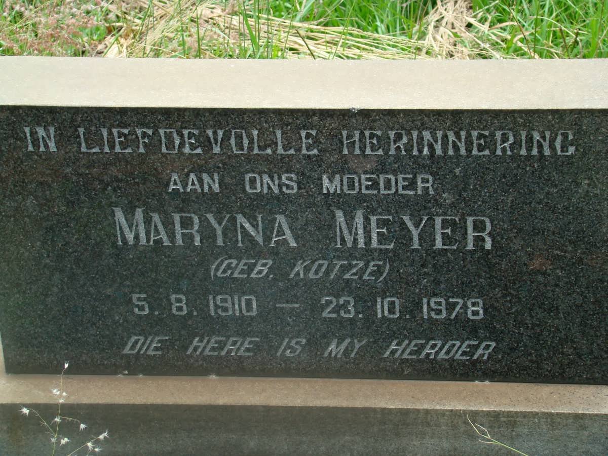 MEYER Maryna nee KOTZE 1910-1978
