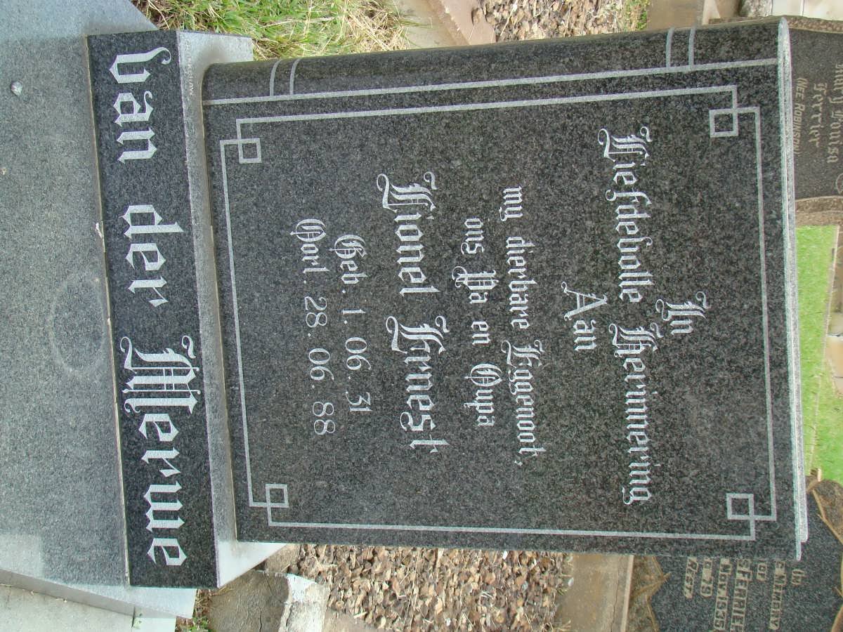 MERWE Lionel Ernest, van der 1931-1988