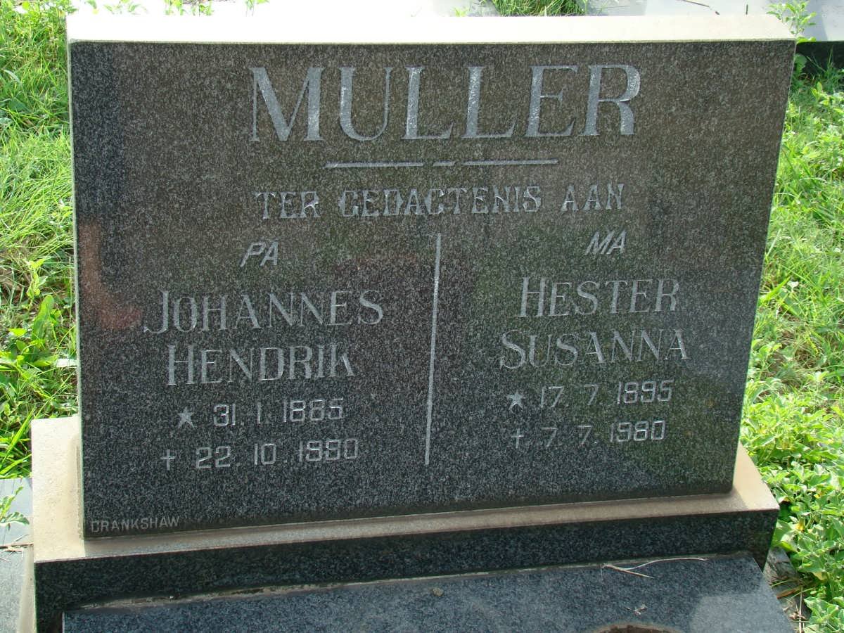 MULLER Johannes Hendrik 1885-1980 &amp; Hester Susanna 1895-1980