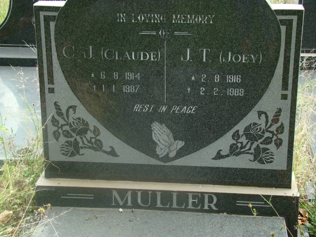 MULLER C.J. 1914-1987 &amp; J.T. 1916-1989