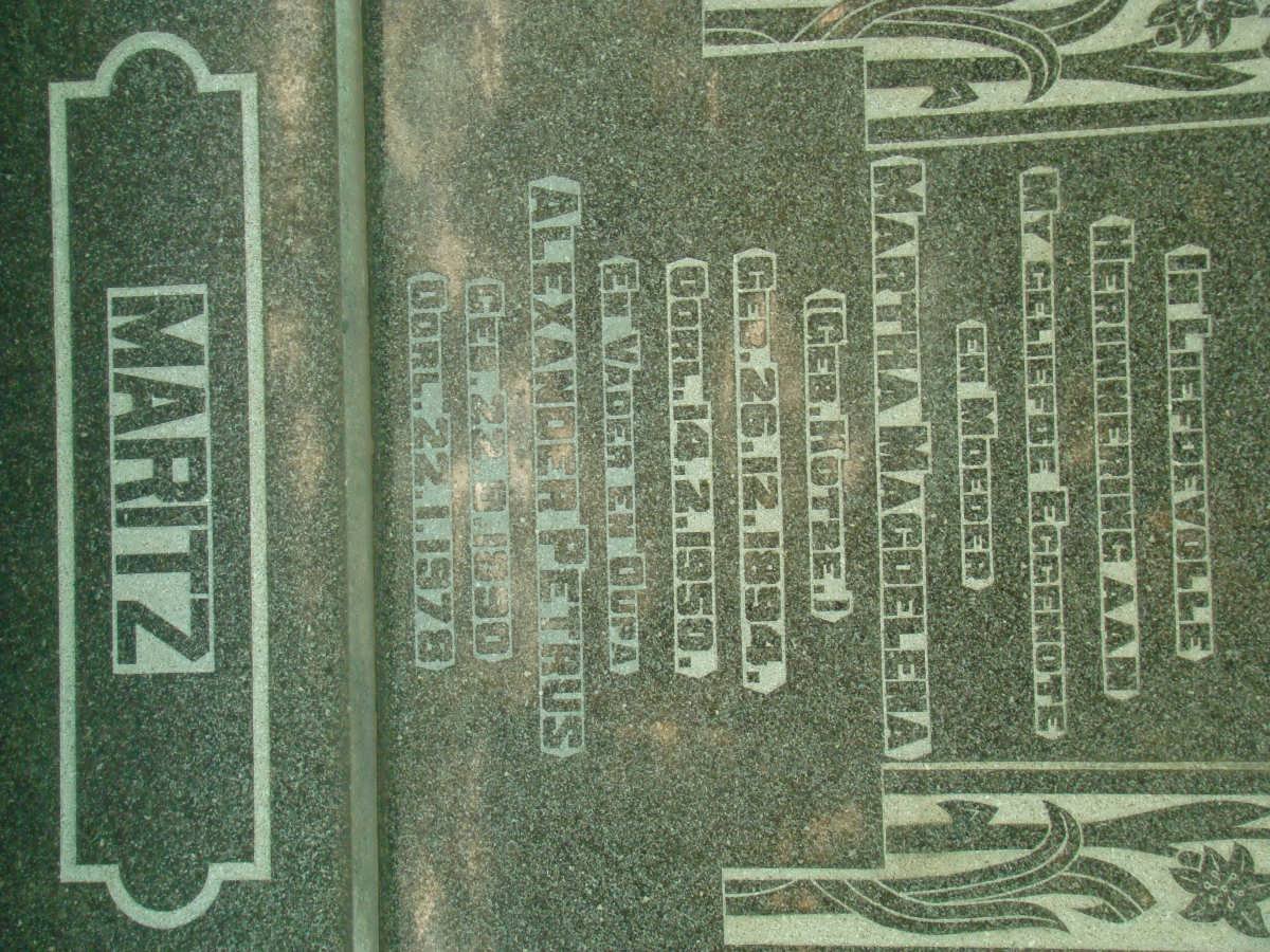 MARITZ Alexander Petrus 1890-1978 &amp; Martha Magdalena KOTZE 1894-1950
