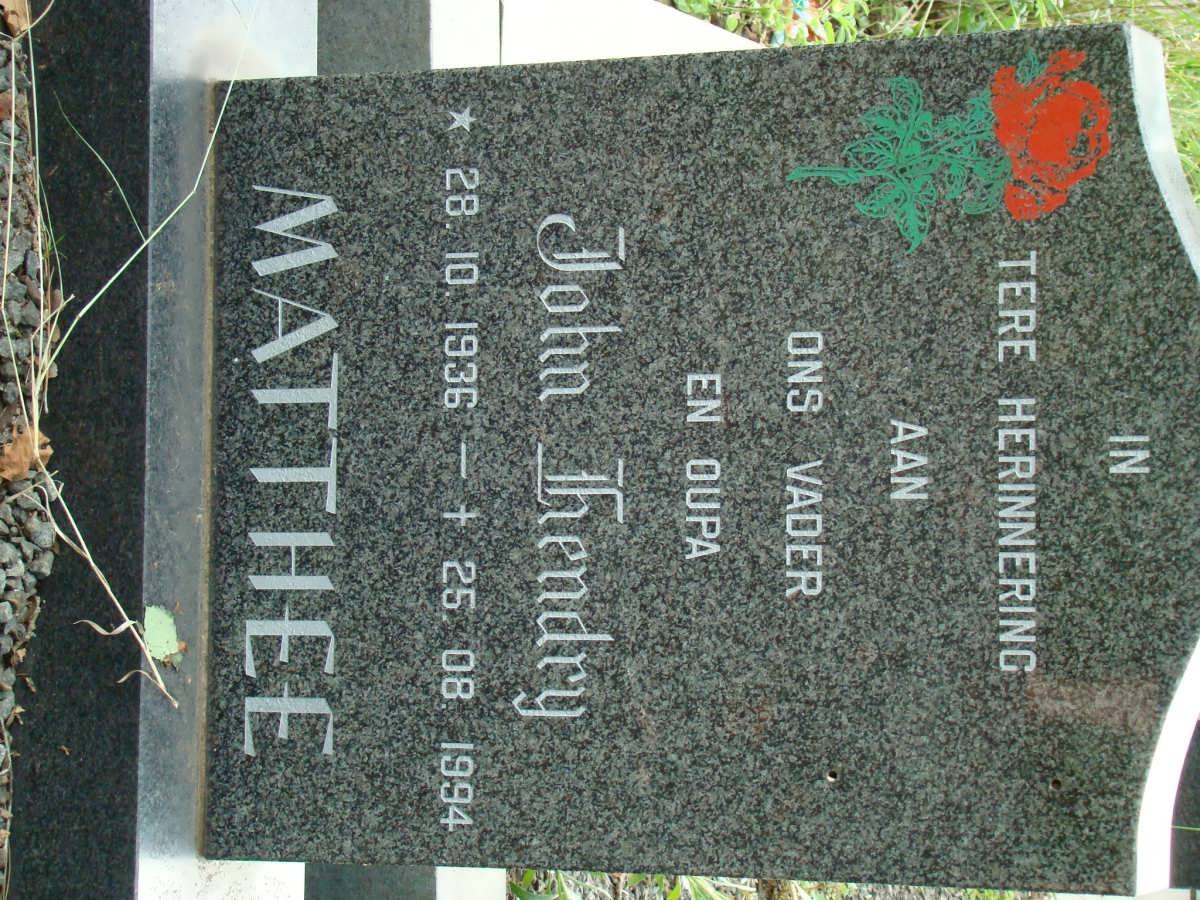 MATTHEE John Hendry 1936-1994