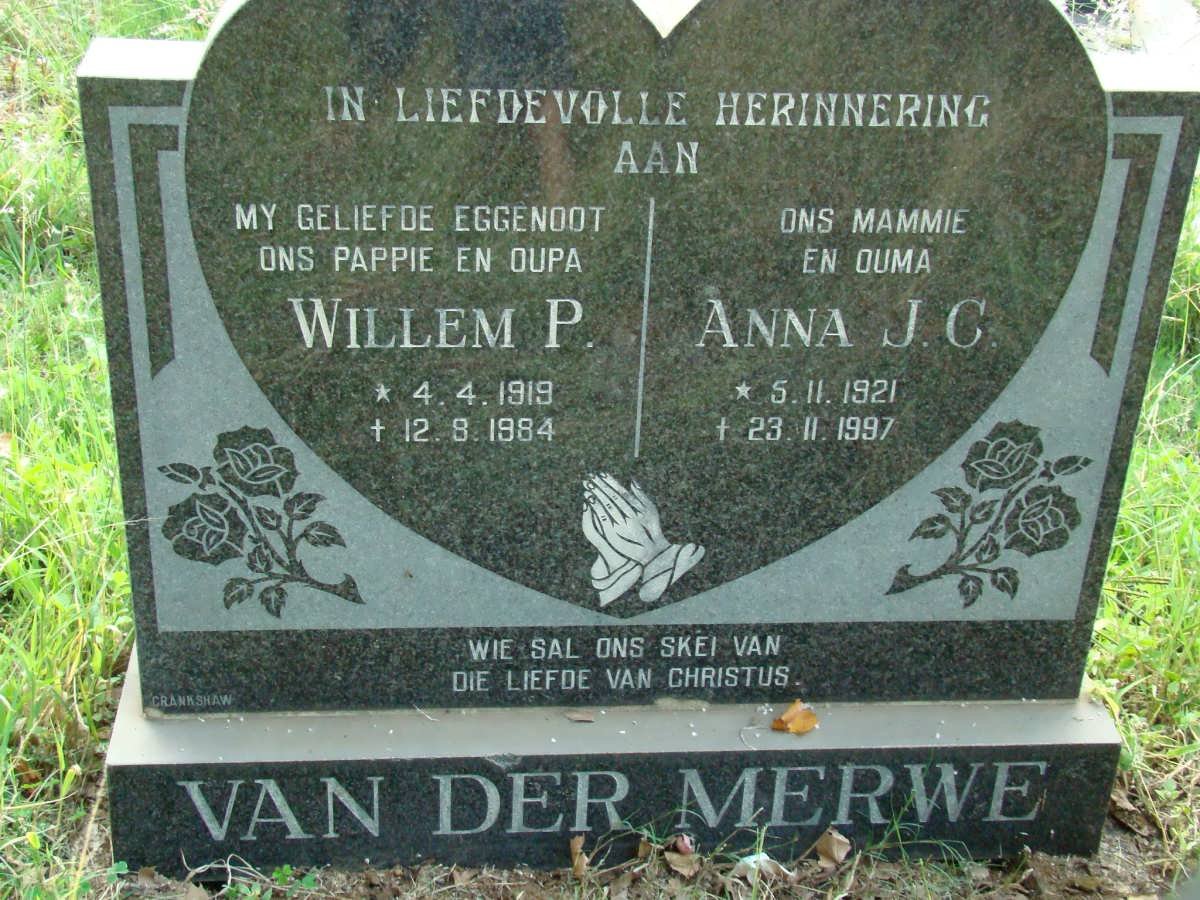 MERWE Willem P., van der 1919-1984 &amp; Anna J.C. 1921-1997