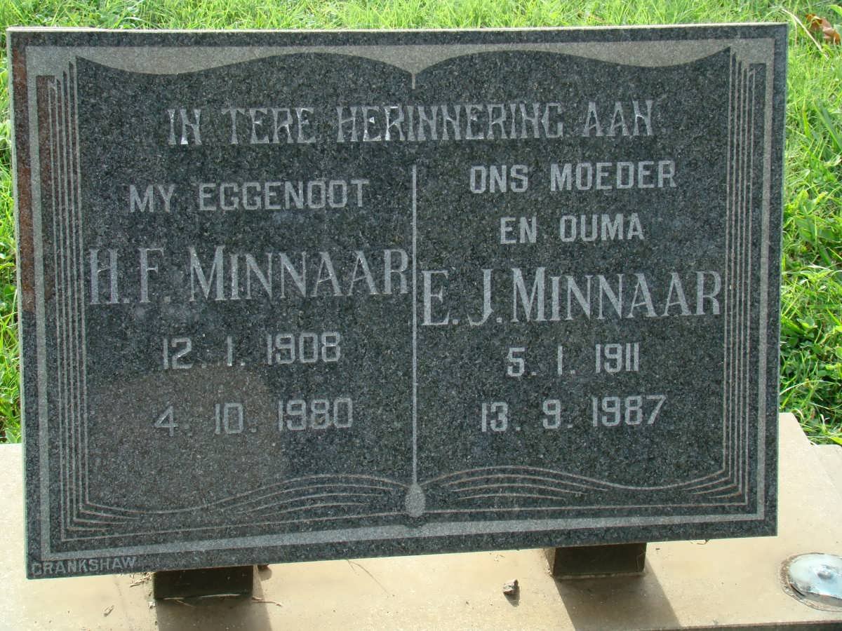 MINNAAR H.F. 1908-1980 &amp; E.J. 1911-1987