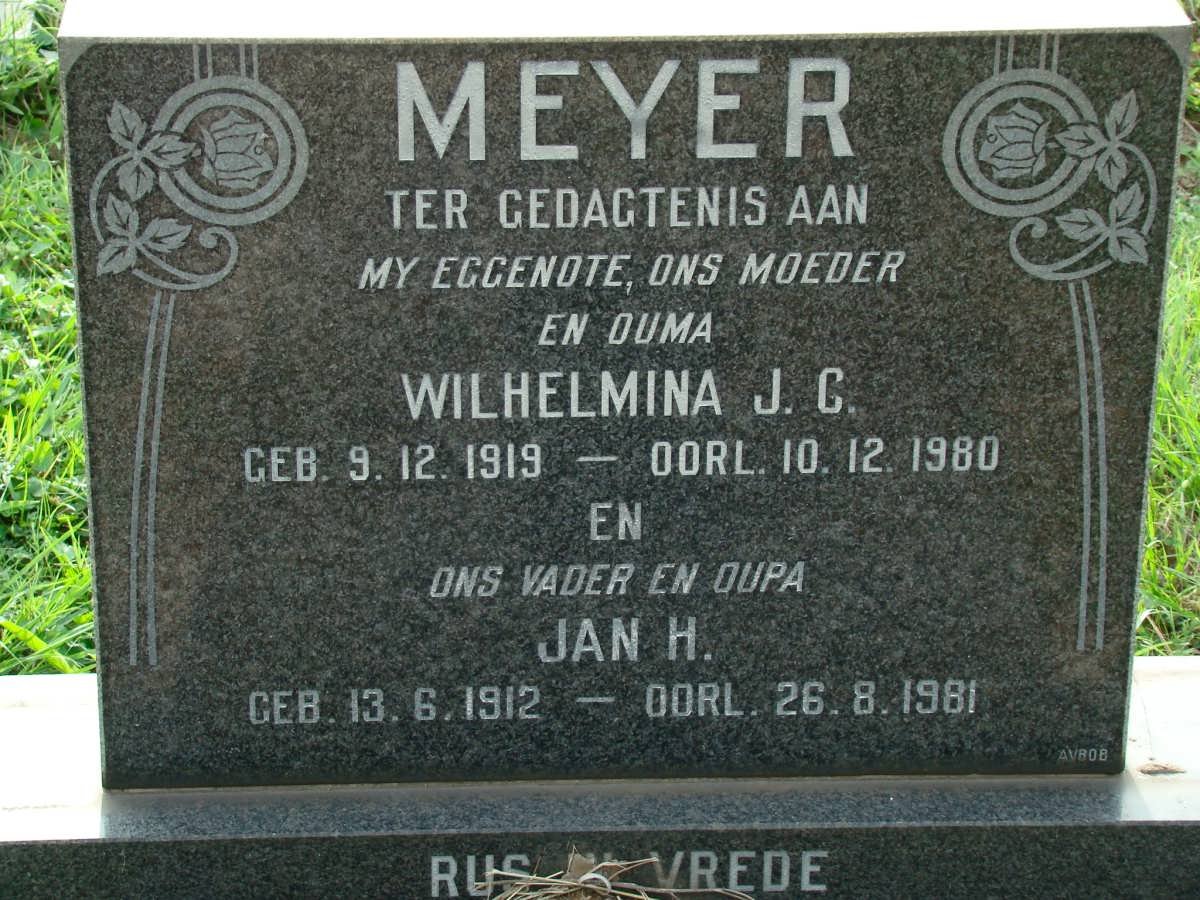 MEYER Jan H. 1912-1981 &amp; Wilhelmina J.C. 1919-1980