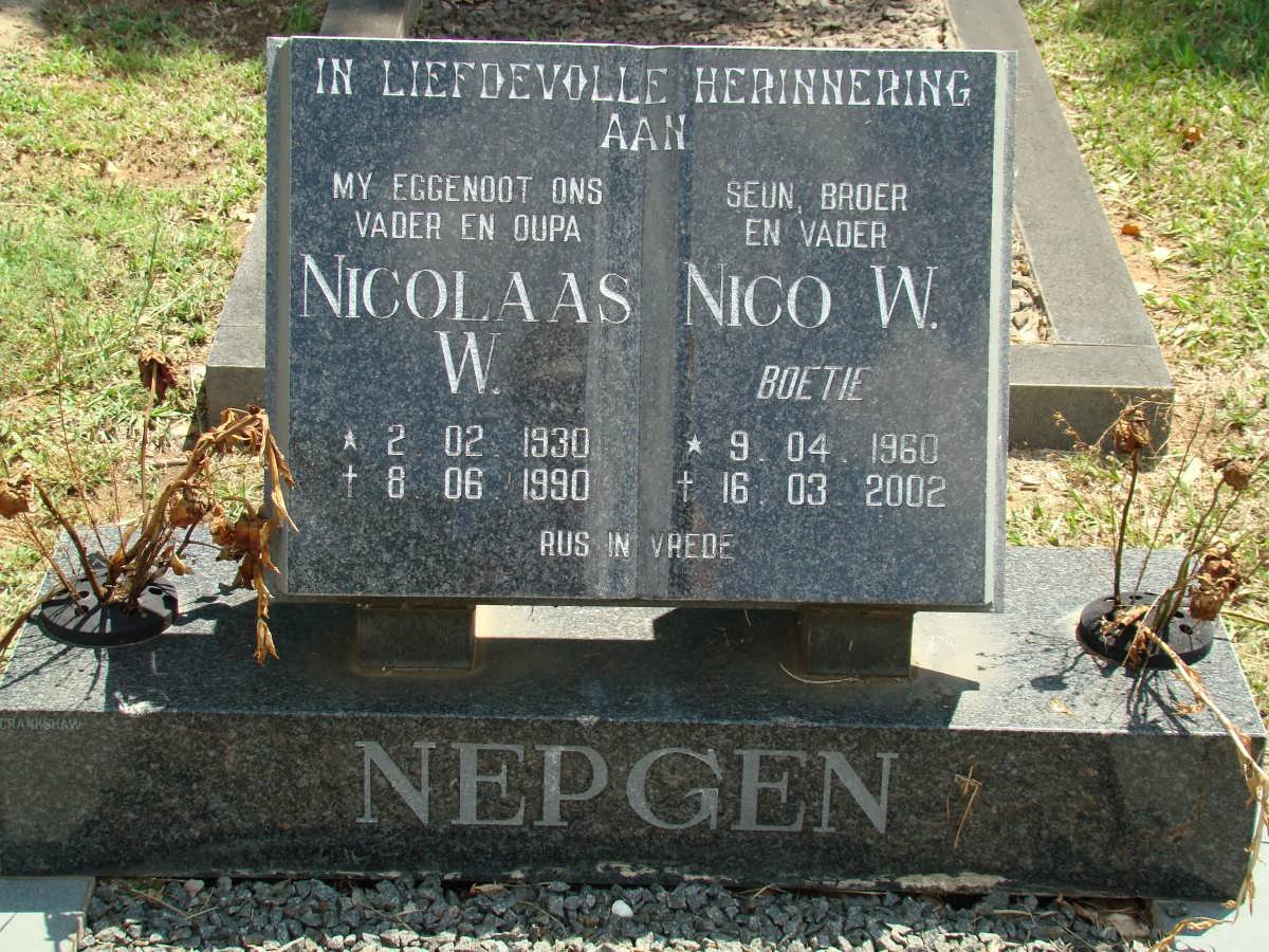 NEPGEN Nicolaas W. 1930-1990 :: NEPGEN Nico W. 1960-2002