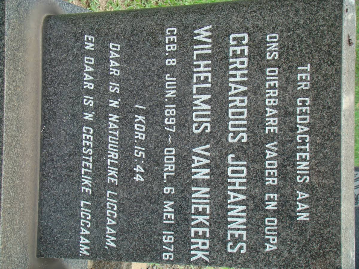 NIEKERK Gerhardus Johannes Wilhelmus, van 1897-1976