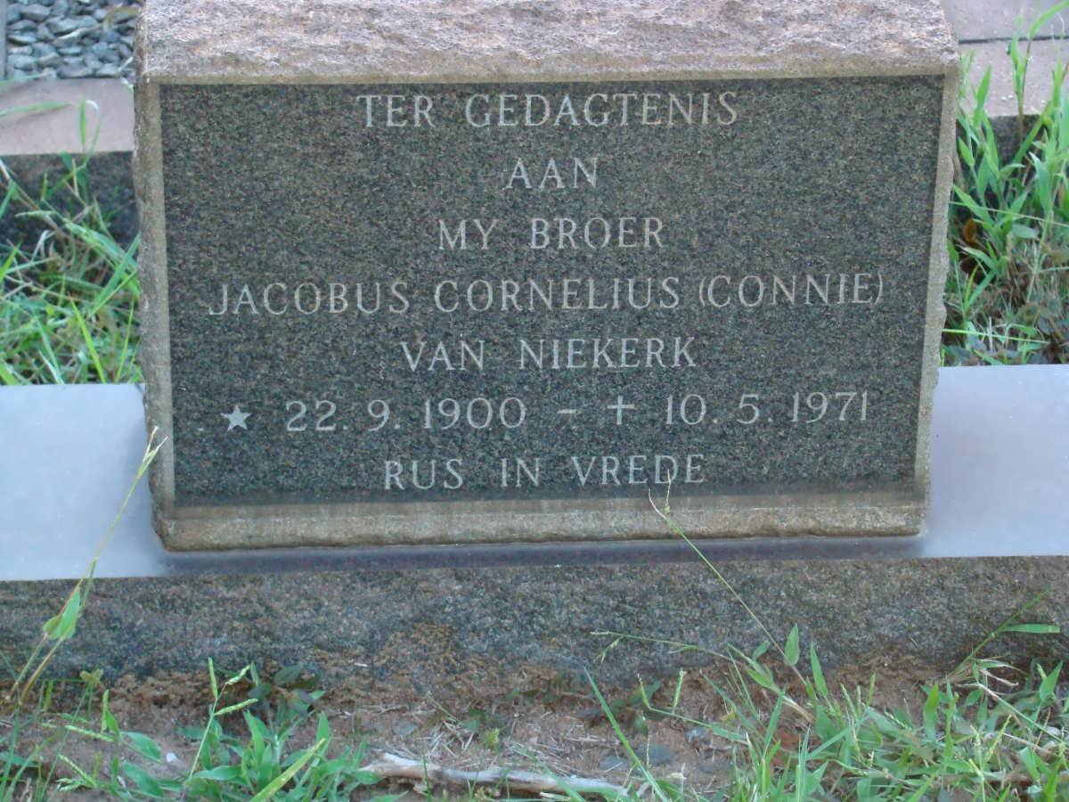 NIEKERK Jacobus Cornelius, van 1900-1971