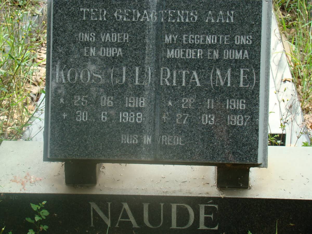 NAUDÉ J.L. 1918-1988 &amp; M.E. 1916-1987