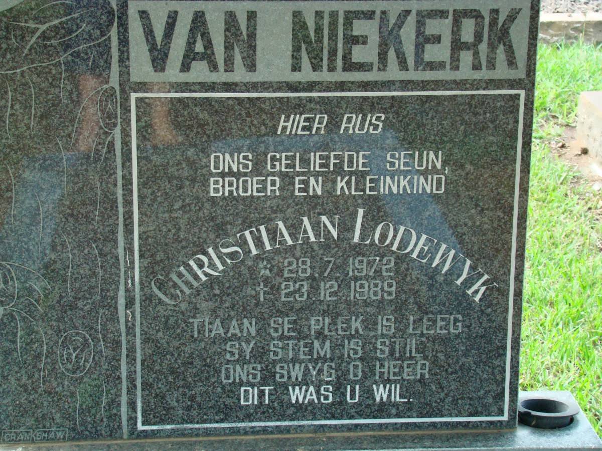 NIEKERK Christiaan Lodewyk, van 1972-1989
