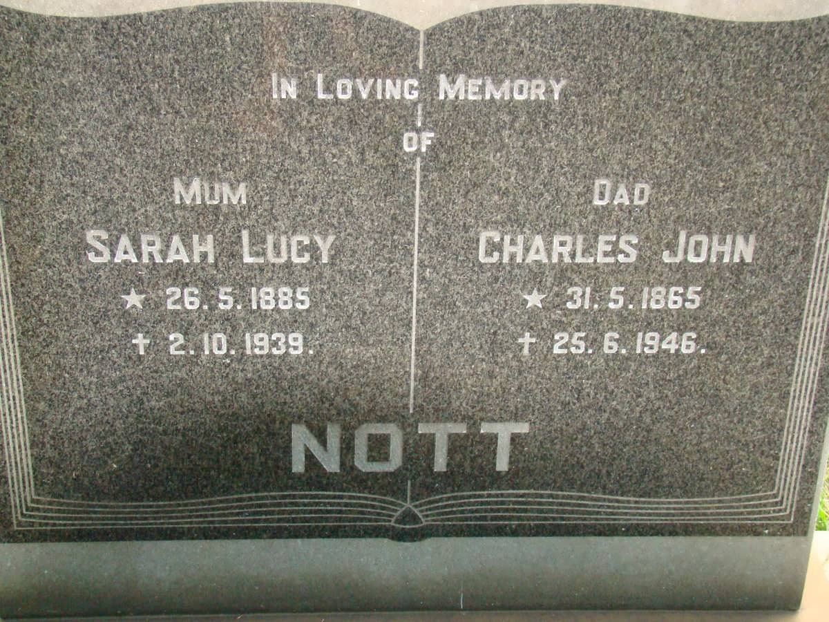 NOTT Charles John 1865-1946 &amp; Sarah Lucy 1885-1939