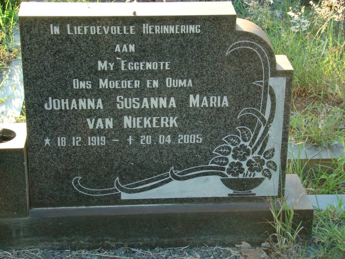 NIEKERK Johanna Susanna Maria, van 1919-2005