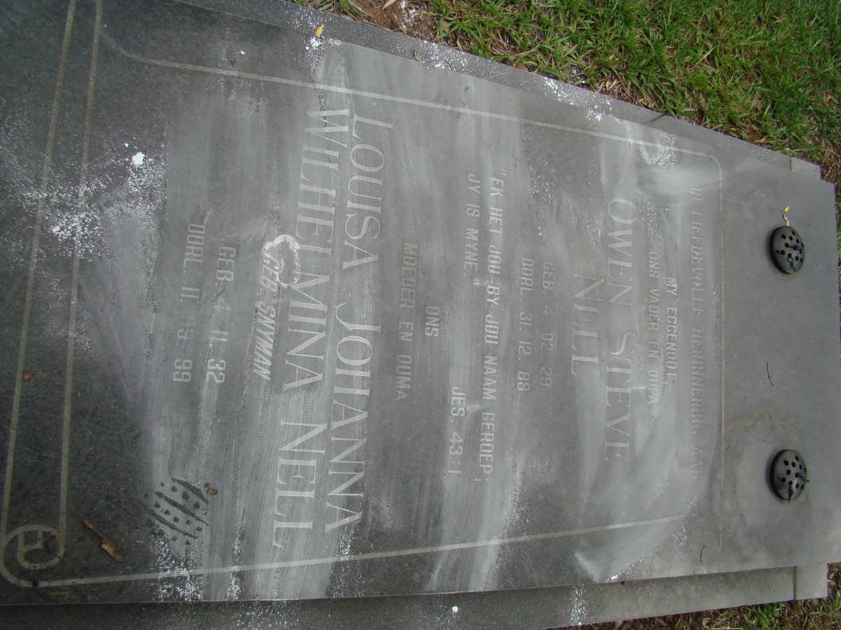 NELL Owen Steve 1929-1988 &amp; Louisa Johanna Wilhelmina SNYMAN 1932-1999