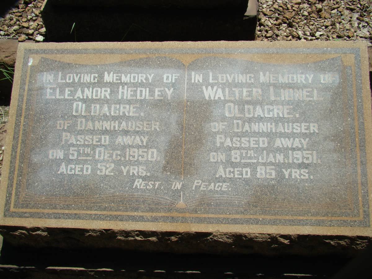 OLDACRE Walter Lionel -1951 &amp; Eleanor Hedley -1950