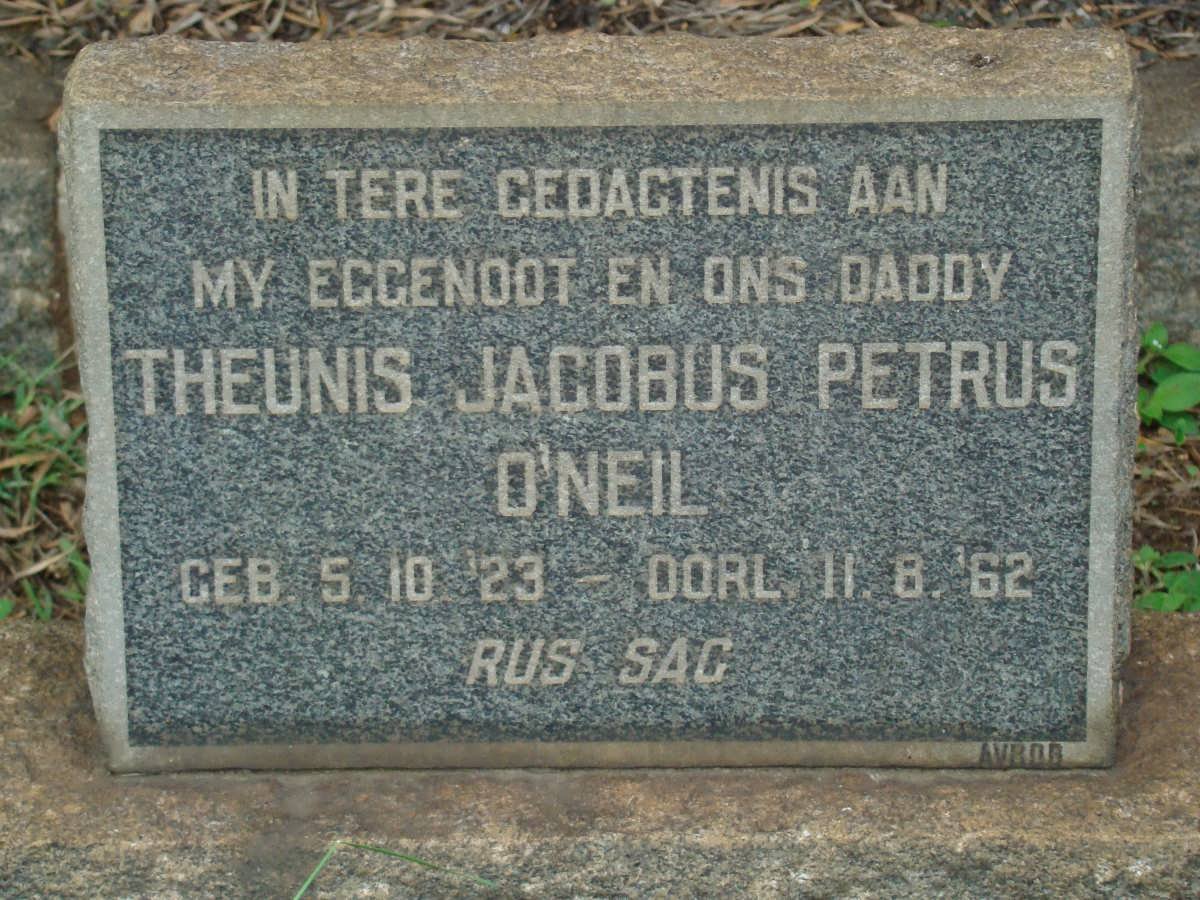 O`NEIL Theunis Jacobus Petrus 1923-1962