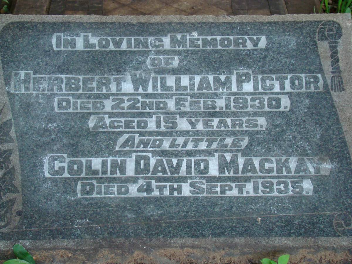 PICTOR Herbert William -1930 :: MACKAY Colin David -1935