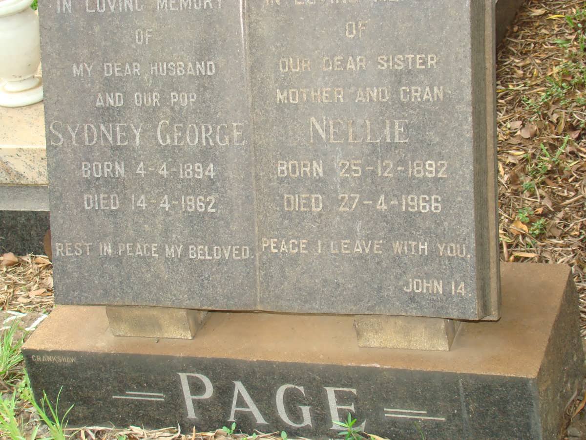 PAGE Sydney George 1894-1962 &amp; Nellie 1892-1966