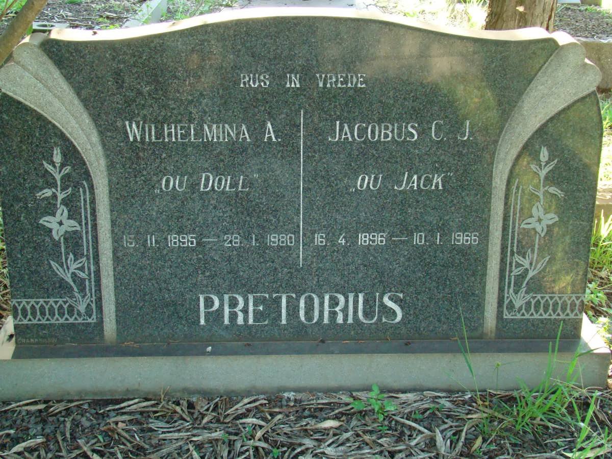 PRETORIUS Jacobus C.J. 1896-1966 &amp; Wilhelmina A. 