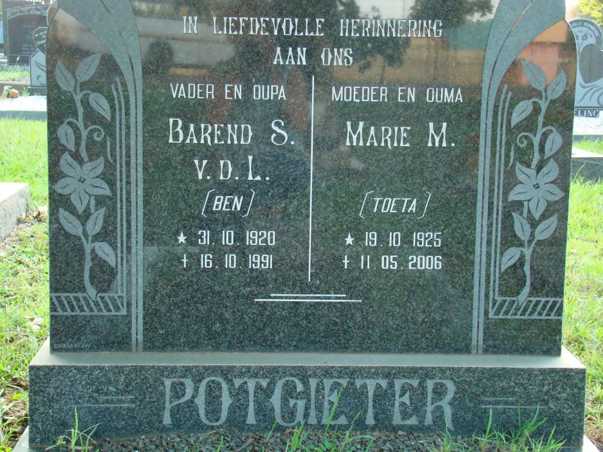 POTGIETER Barend S.v.d.L. 1920-1991 &amp; Marie M. 1925-2006