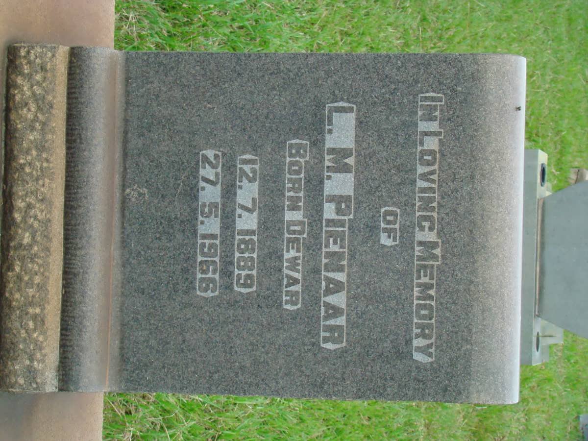 PIENAAR L.M. nee DEWAR 1889-1966