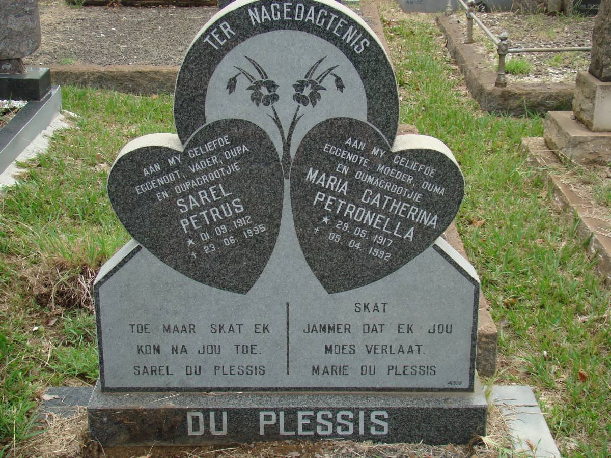 PLESSIS Sarel Petrus, du 1912-1995 &amp; Maria Catherina Petronella 1917-1992