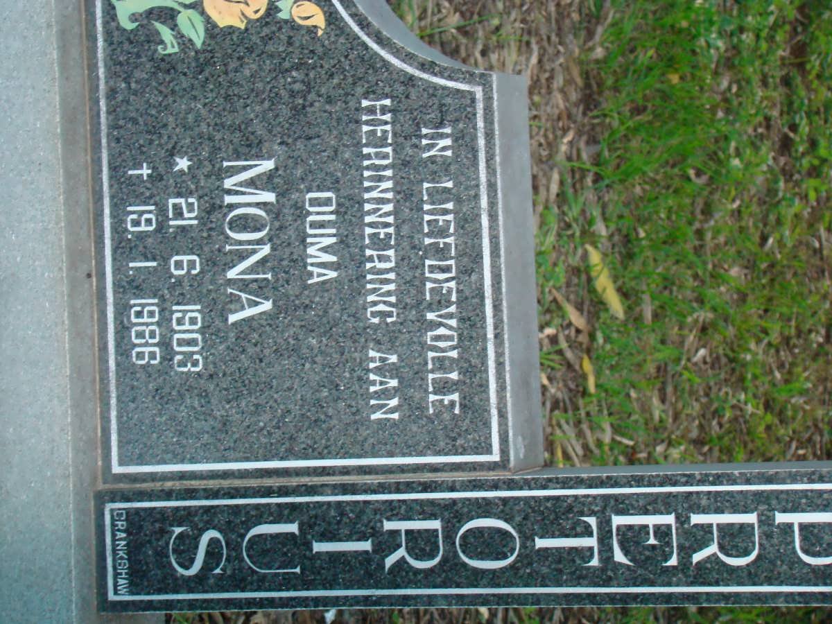 PRETORIUS Mona 1903-1986