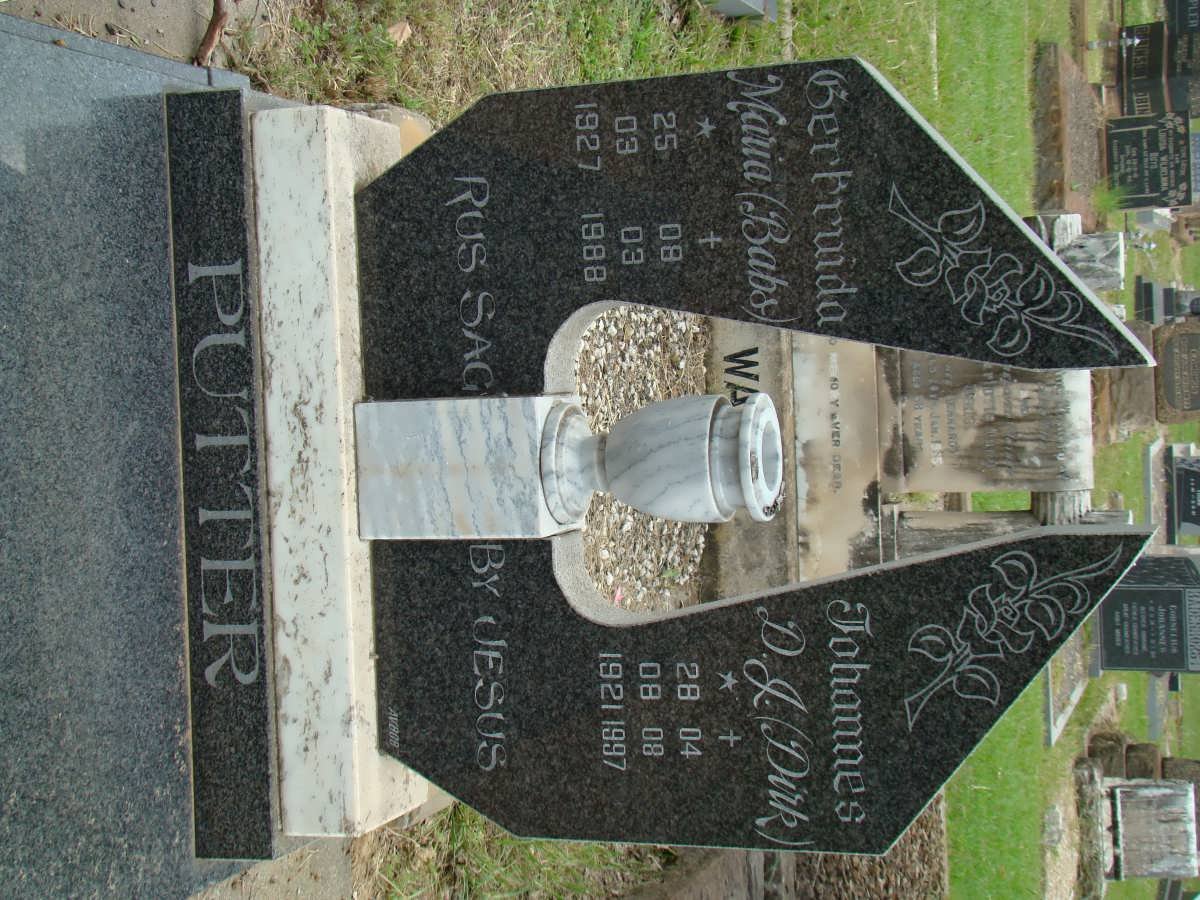 PUTTER Johannes D.J. 1921-1997 &amp; Gertruida Maria 1927-1988
