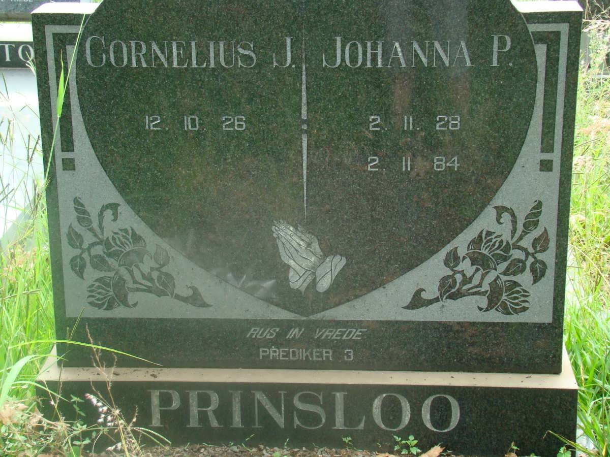 PRINSLOO Cornelius J. 1926- &amp; Johanna P. 1928-1984