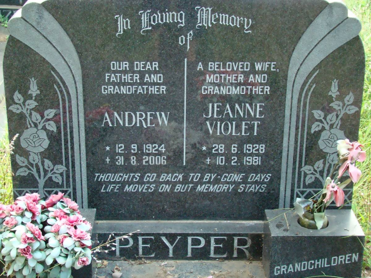 PYPER Andrew 1924-2006 &amp; Jeanne Violet 1928-1981