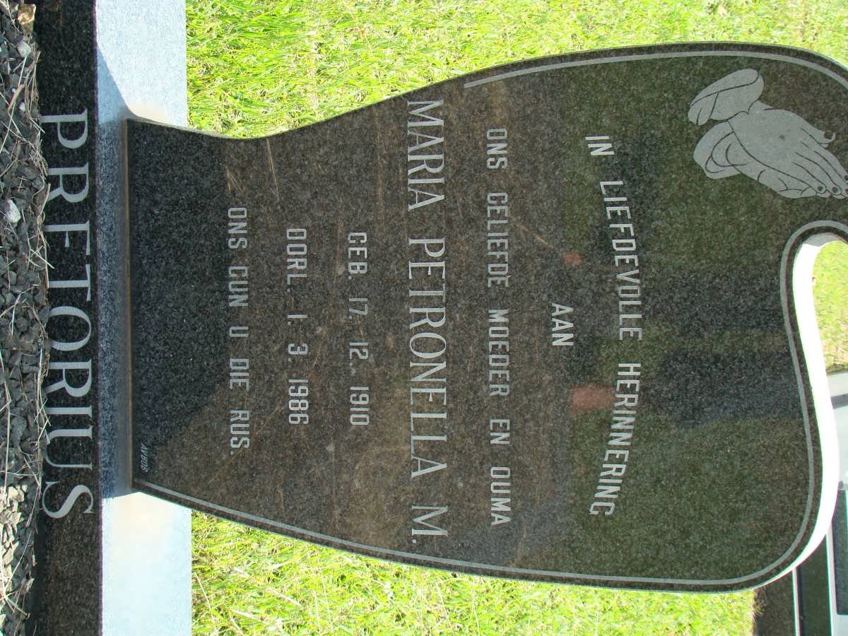 PRETORIUS Maria Petronella M. 1910-1986
