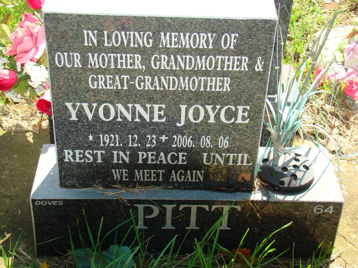 PITT Yvonne Joyce 1921-2006