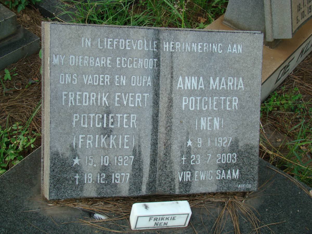 POTGIETER Fredrik Evert 1927-1977 &amp; Anna Maria 1927-2003