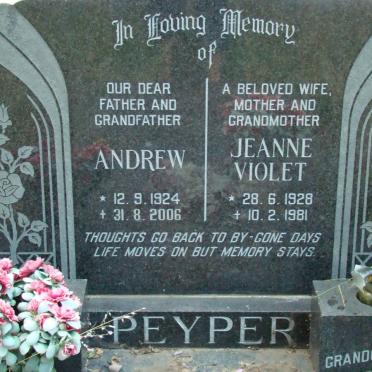PEYPER Andrew 1924-2006 &amp; Jeanne Violet 1928-1981